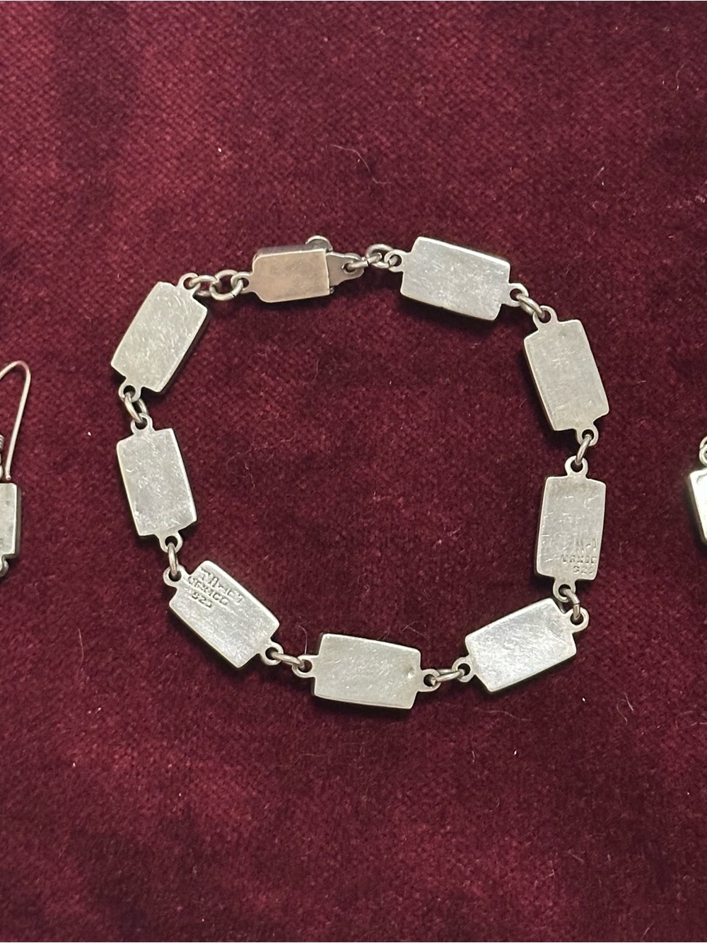 Sterling Silver Rectangle Link Bracelet - Silver